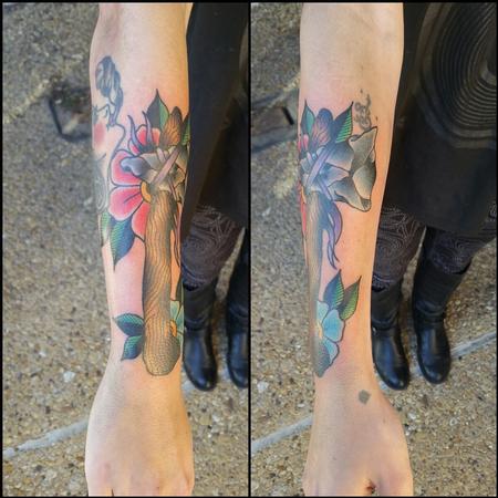 Tattoos - Flowery Tomahawk - 120502